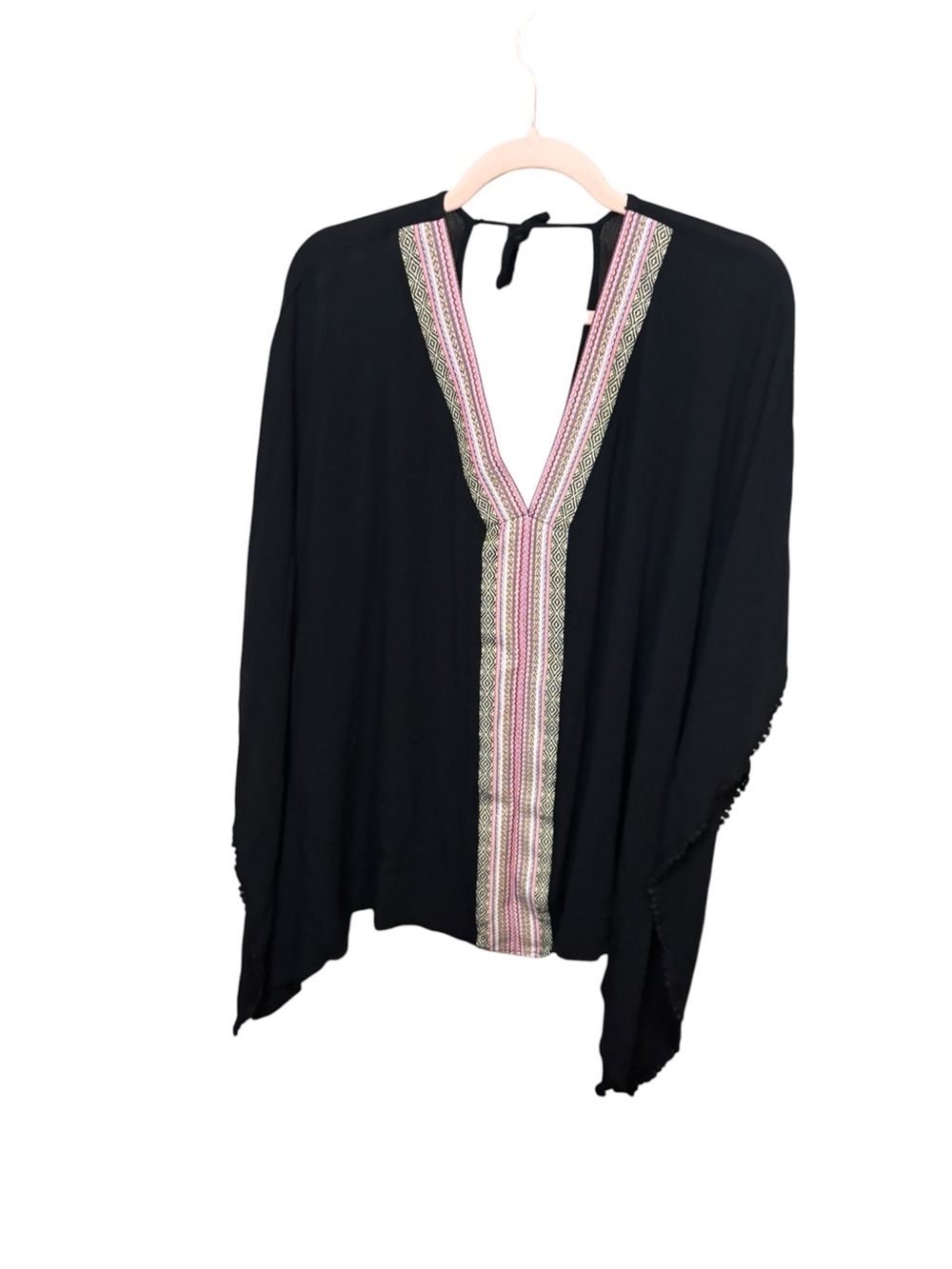Forever 21 Black V-Neck Tunic with Pink Trim - Picture 2 of 7